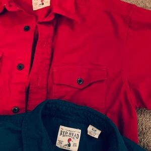 RedHead Men's Casual Button Down Shirts - Red and Green